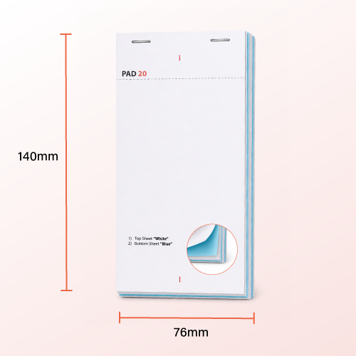 PAD20 - Small 2 Ply Carbonless Duplicate Waiter Pads