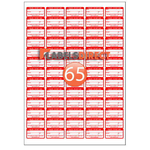 Failed PAT Test Label Sheet