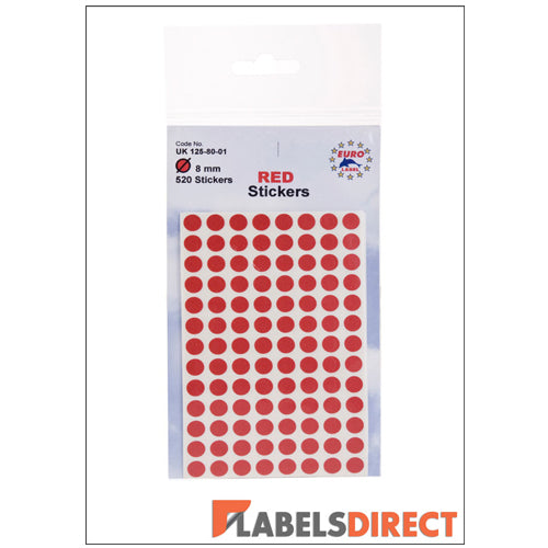 Red Number Labels Warm Red Coloured Identification Dot Labels Diameter 8mm | Labels Direct
