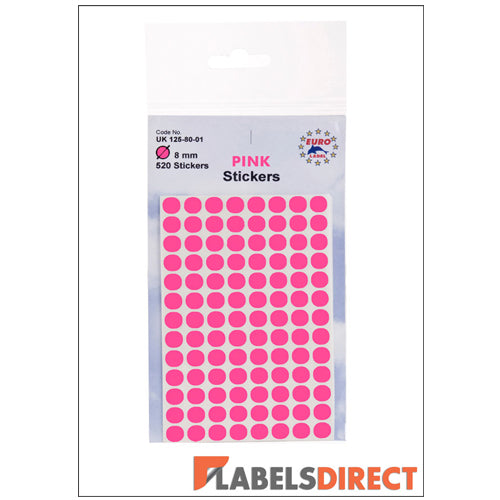 Pink Work Order Labels Pink Coloured Identification Dot Labels Diameter 8mm | Labels Direct