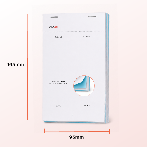 PAD35 - Large 2 Ply Carbonless Duplicate Waiter Pads