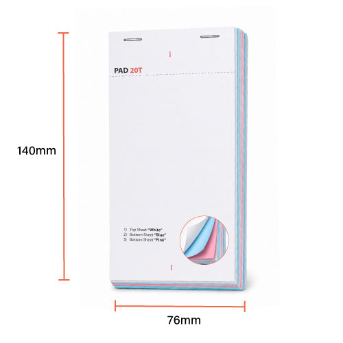 PAD20T-100 - Small 3 Ply Carbonless Triplicate Waiter Pads