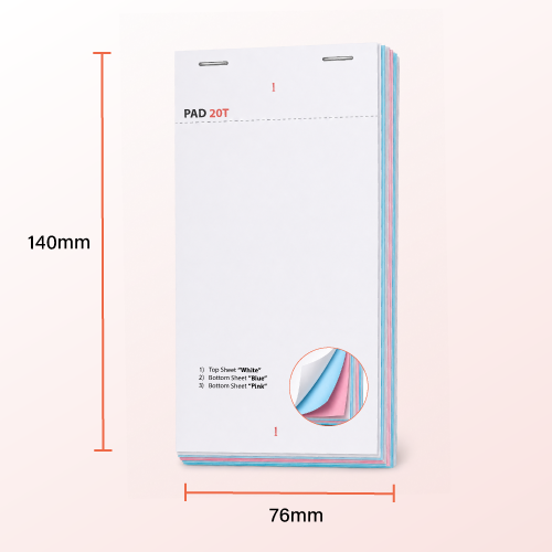 PAD20T - Small 3 Ply Carbonless Triplicate Waiter Pads
