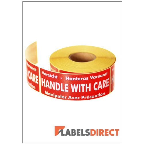 LD-SPL05 - Handle With Care Packaging Labels 136mm x 50mm