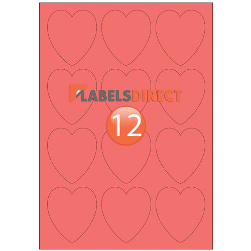 Heart Shaped Labels 59mm x 66mm
