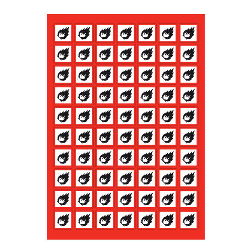 LB220 Flammable GHS Label. 25mm x 25mm - 70 Labels.