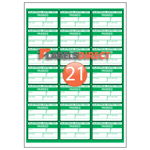 Passed PAT Test Label Sheet
