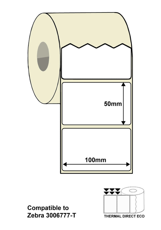 ZEB-100-50-1000D - 2" x 4" Zebra 3006777-T Compatible Labels. 100 x 50mm