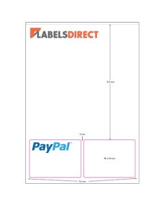 Paypal Integrated Label Sheet. 70mm x 95mm