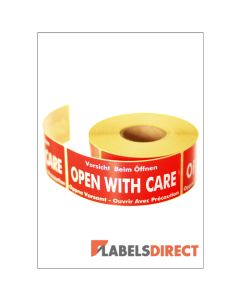 LD-SPL04 - Open With Care Packaging Labels 136mm x 50mm