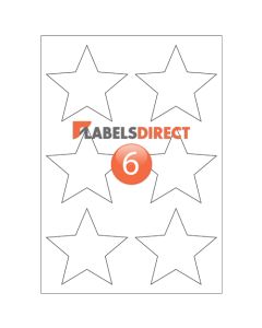 XST6WP-5 - 5 Pointed Star Labels 45mm x 92mm